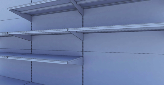 Tiang Rak Supermarket Tugas Berat 34x106mm, Ukuran 508-1008mm